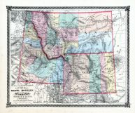 County Map of Idaho, Montana and Wyoming